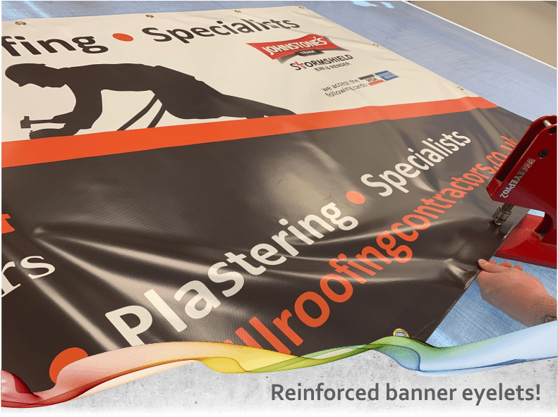 PVC Banners with eyelets manufactured to order full colour digitally printed Tamworth Birmingham Stafford Cannock Stoke on Trent Burton on Trent Lichfield 